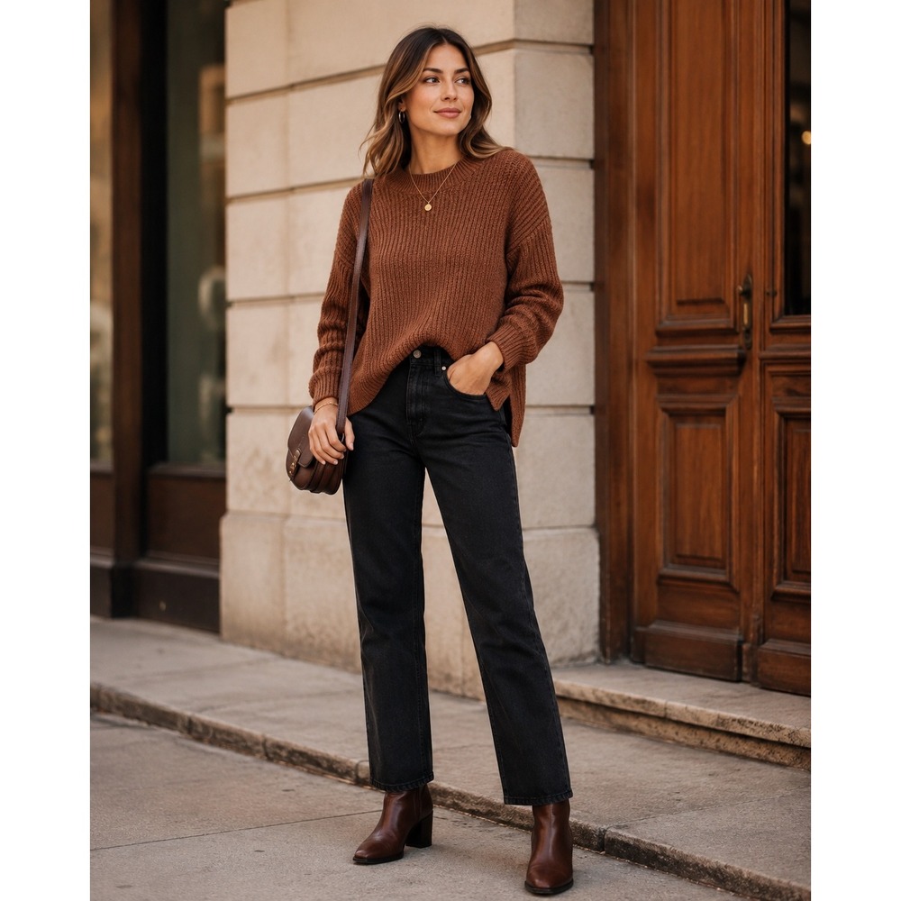 Old Navy Women's Small Rust Brown Shaker Knit Mock Neck Cozycore Sweater